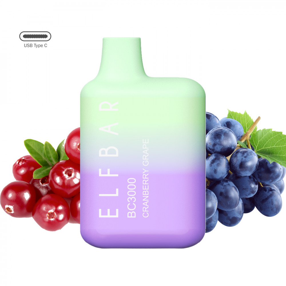ELF BAR BC3000 - Cranberry Grape 5% Nicotine Disposable Vape - Rechargeable