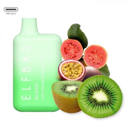 ELF BAR BC4000 - Kiwi Passionfruit Guava 5% Nicotine Disposable Vape -  Rechargeable