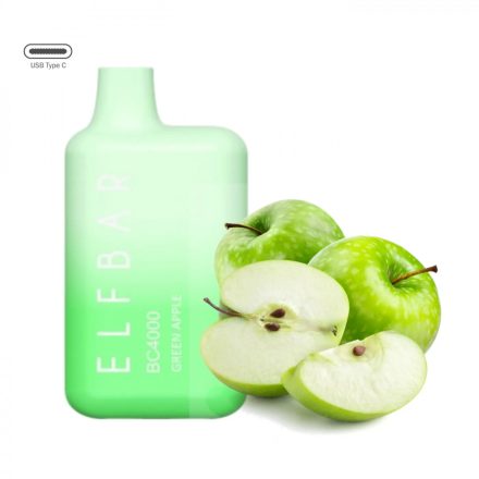 ELF BAR BC4000 - Green Apple 5% Nicotine Disposable Vape - Rechargeable