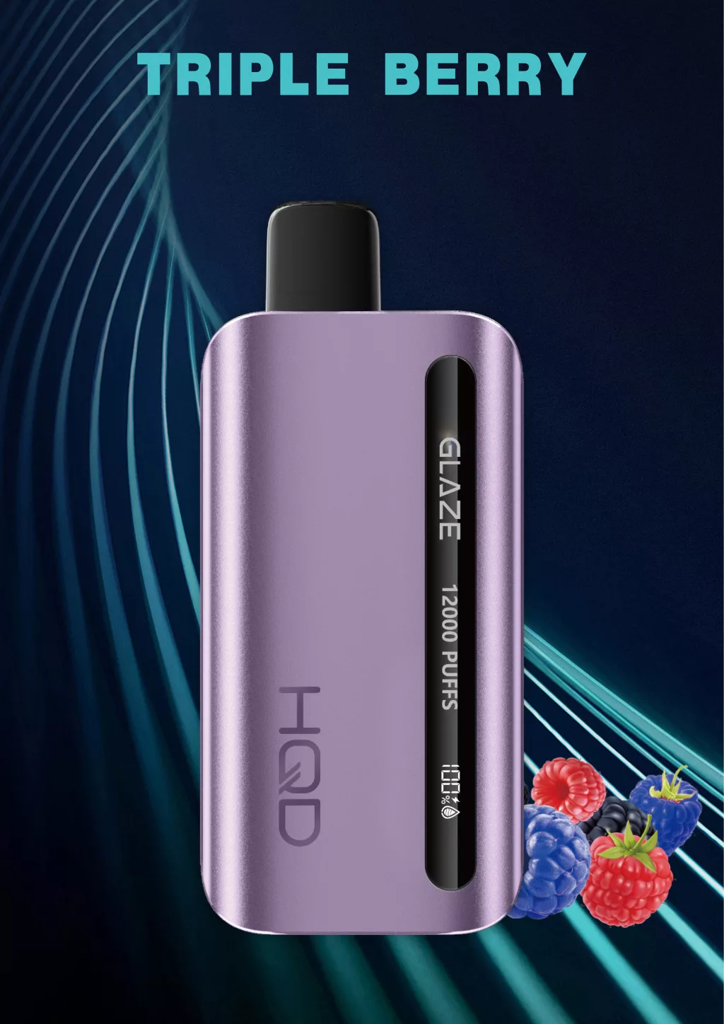 HQD Glaze 12000 - Triple Berry Rechargeable Disposable Vape, 5% Nicotine